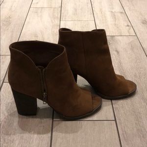 Brown open toe booties-size 8